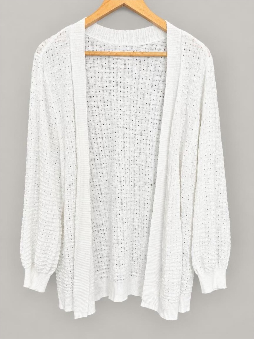 croft & barrow Open-Front White Knit Cardigan - L